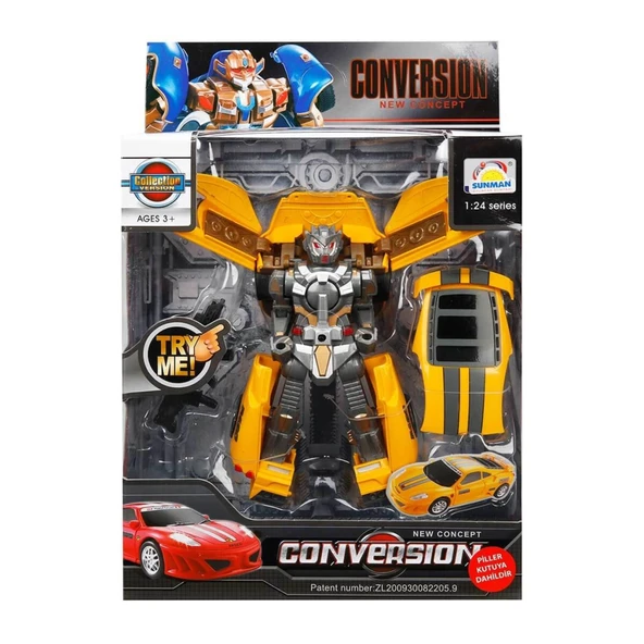 1:24 Sesli ve Işıklı Dönüşebilen Robot 22 cm ürün görseli 1