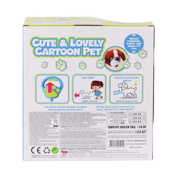PR66308-25T Tasmalı Yürüyen Peluş Fransız Köpeği ürün görseli 1