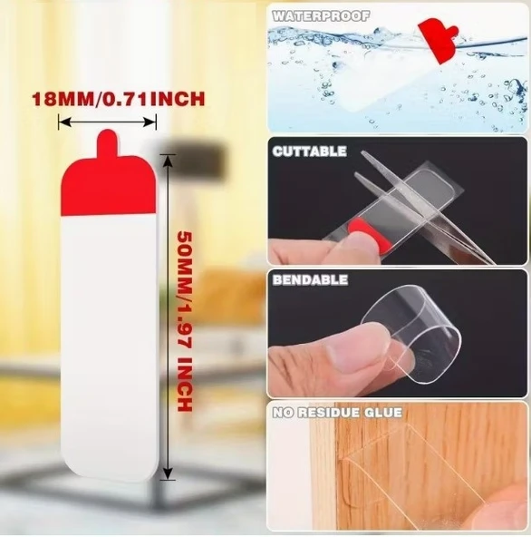 60 Parça Kolay Açılır Güçlü Çift Taraflı Bant 18mm*50mm ürün görseli 1