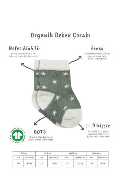 3'Lü Penye Cute Stars Soket Çorap BS10115 Nil ürün görseli 1