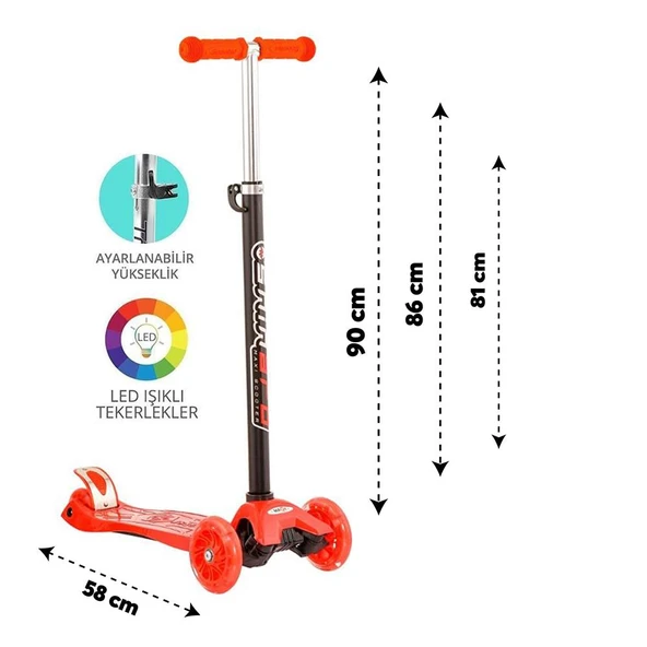 Torutoys Kırmızı Twist Işıklı Scooter Kırmızı ürün görseli 1