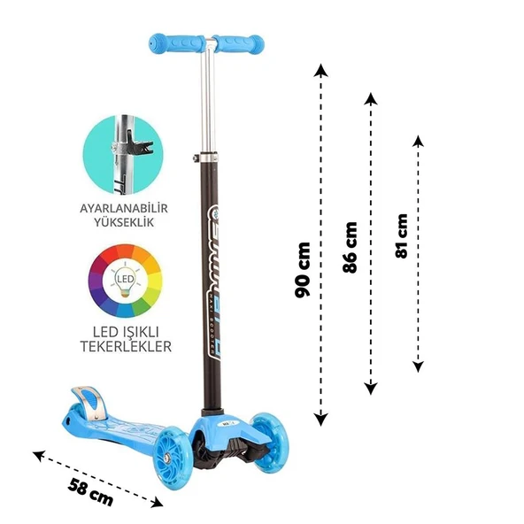 Torutoys Mavi Twist Işıklı Scooter ürün görseli 1