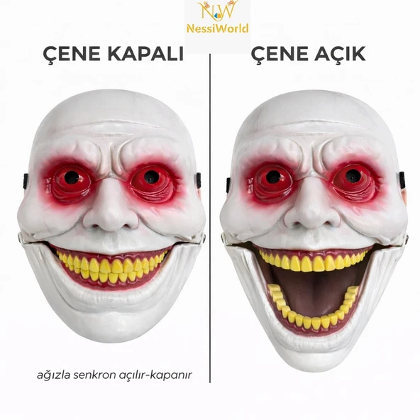 Hareketli Çene Mekanizmalı Korku Maskesi Kırmızı ürün görseli 1