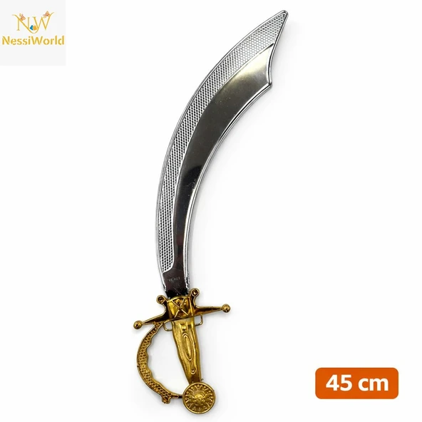Parlak Metal Görünümlü Plastik Korsan Kılıcı 45 cm ürün görseli 1