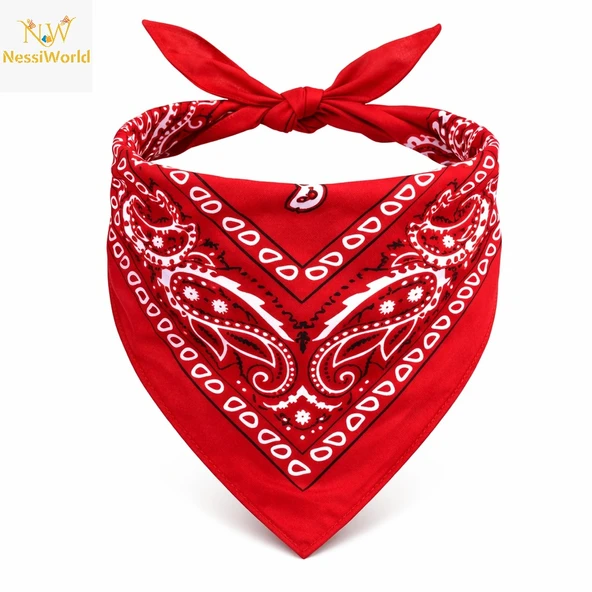 Kırmızı Kovboy Fuları Çocuk Bandana Western Desenli Boyun Fuları ürün görseli 1
