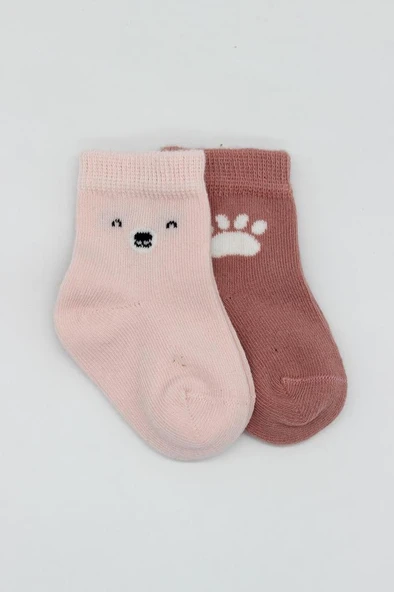 NessiWorld Bear Penye Soket Çorap 2'Li BS10116 Pembe(ADET FİYATIDIR) ürün görseli 1