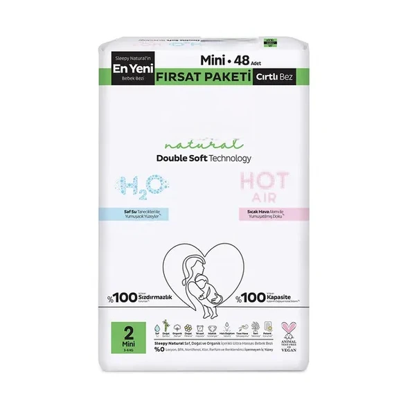 Natural Double Soft Bebek Bezi Fırsat Paketi 2 Beden 48 Adet ürün görseli 1