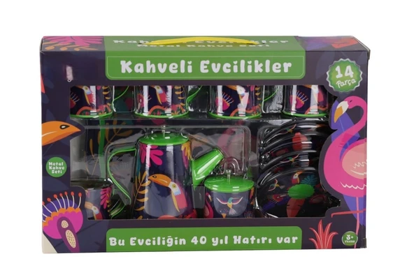 ATF-996-7A-10A 14 PARÇA DESENLİ METAL ÇAY SET ürün görseli 1