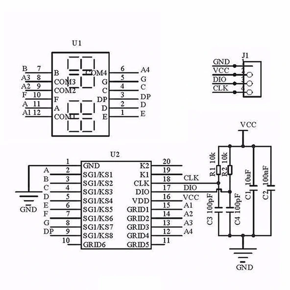 TM1637 Lcd Ekran Modülü 4 Dijit 7 Segment - Resim 8