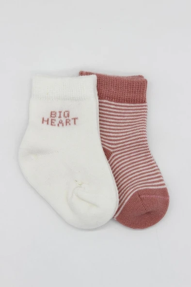 2'Li Big Heart Penye Soket Çorap 10117 Pudra ürün görseli 1