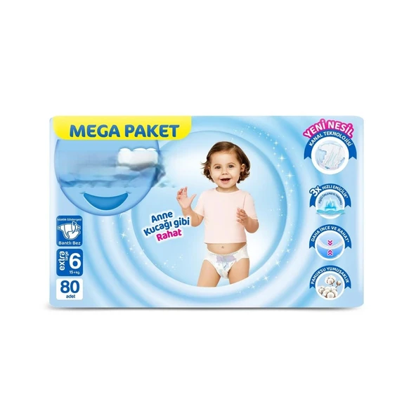 Mega Paket Bebek Bezi 6 Beden 15+ Kg 80 Adet ürün görseli 1