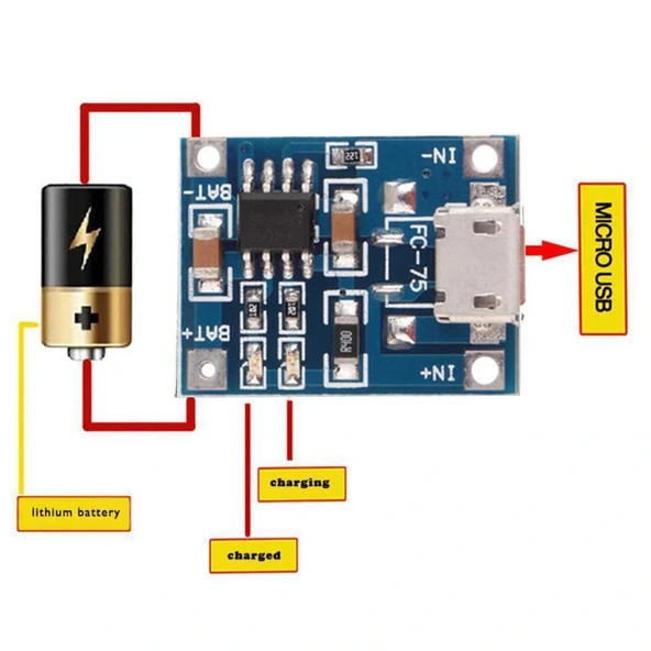 TP4056 Micro USB Girişli Li-Po Pil Şarj Devresi - Resim 8