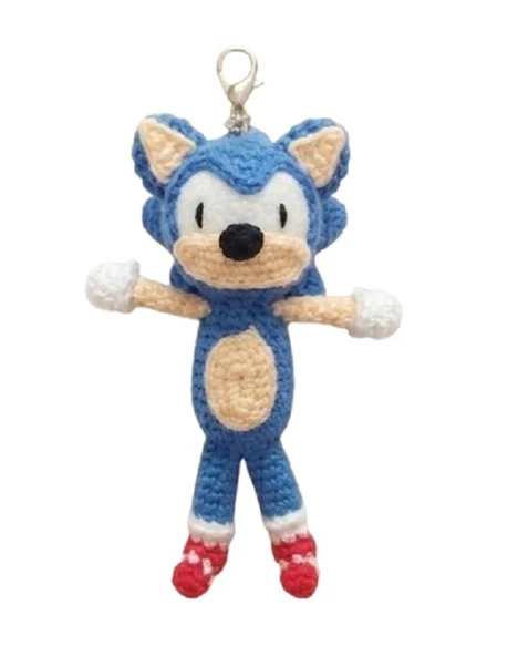 Maskot Sonic Amigurumi Organik Anahtarlık Oyuncak ürün görseli 1