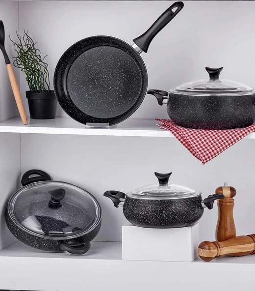 Taç Master Cook Tombik 7 Parça Tencere Seti Siyah 3819 ürün görseli 1