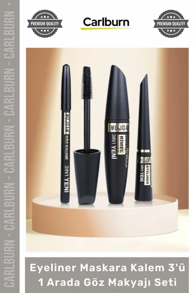 #Kozmetik Siyah Suya Dayanıklı Dolgun Kalıcı Eyeliner Maskara Kalem 3'ü 1 Arada Göz Makyajı Seti ürün görseli 1