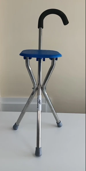 Katlanabilir Oturaklı Baston 3 Ayaklı Tripod Tasarım Mavi (2 Yıl Garantili) ürün görseli 1