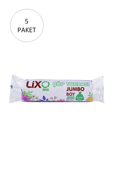 J-500 Büyük Boy Çöp Torbası 80 x 110 cm 10 Lu Rulo x 5 Paket = 50 Adet (Siyah) mudanis ürün görseli 1