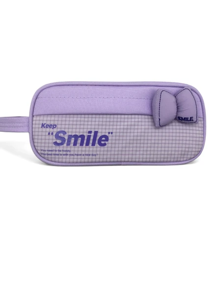 Kalem Kutusu Fiyonk Smile Geniş Kapasiteli iki Bölmeli Kalemlik - Mor ürün görseli 1