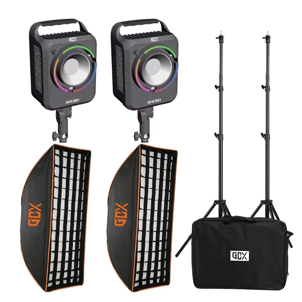 GDX ML-200R II RGB Sürekli Işık Seti 2’li – 200W Profesyonel Video & Fotoğraf Aydınlatma Kiti (Softbox + Tripod + Çanta) ürün görseli 1