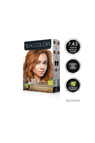 SEA COLOR Kit Saç Boyası-7.43 Yoğu Parlak Bakır ürün görseli 1