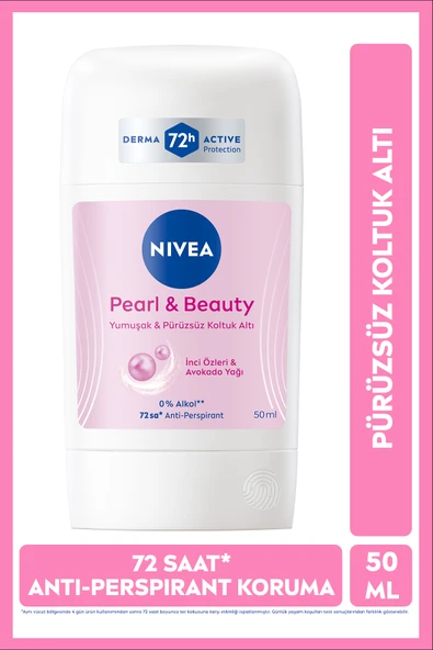 NIVEA Kadın Stick Deodorant Pearl&Beauty 50 ml,Terlemeye Karşı Koruma,Çiçeksi Koku,Alkol İçermez ürün görseli 1