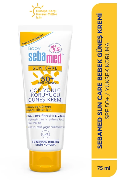 SEBAMED Baby SPF 50+ UVA - UVB Filtresi ve E Vitamini Etkili Çok Yönlü Koruyucu Çocuk Güneş Kremi 75 ml ürün görseli 1