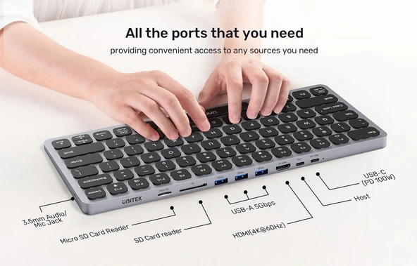 UNITEK 9-IN-1 USB-C HUB KLAVYE D1092A - Resim 7