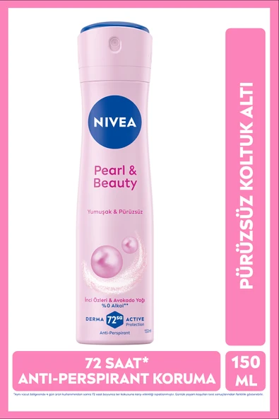 NIVEA Kadın Sprey Deodorant Pearl&Beauty 150ml, 72 Saat Anti Perspirant Koruma, Alkolsüz, Çiçeksi Koku ürün görseli 1