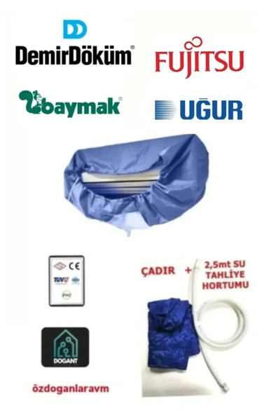 9-12-18 Binlik Klima Temizleme Kiti+ Branda+Hortum+Fırça+Eldiven+1 Lt İlaç ürün görseli 1