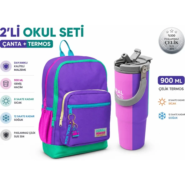 Sırt Çantası 23734+ÇELIK Termos 900 ml 38716 ürün görseli 1