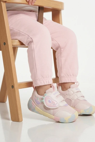 Marcokids Beyaz Pudra Cırtlı Fileli Hafif Anatomik Bebek Spor Ayakkabı 26Y701 B ürün görseli 1