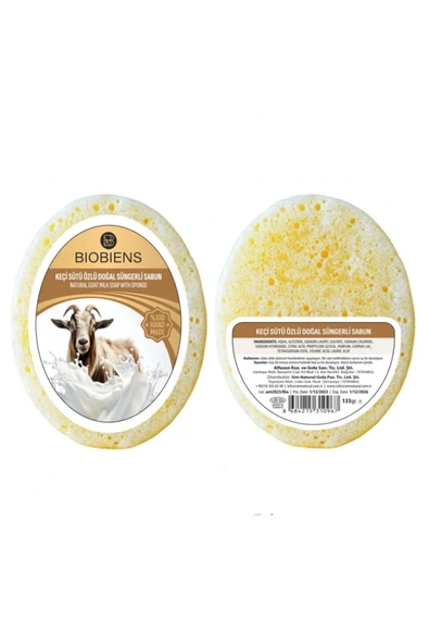 BİOBİENS Keçi Sütü Özlü Doğal Süngerli Sabun 135gr ürün görseli 1