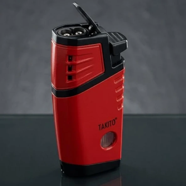 Takito Çift Torch Pürmüz Kırmızı Puro Çakmağı ürün görseli 1