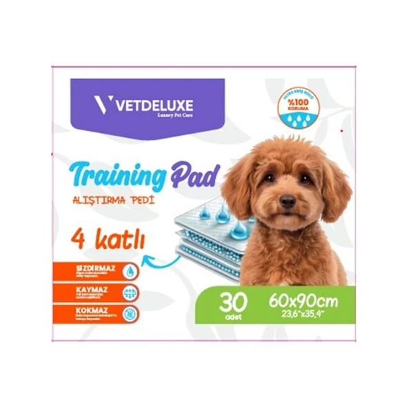 VETDELUXE 4 Katlı Kaydırmaz Bantlı Eğitim Pedi 60x90cm 30 lu ürün görseli 1