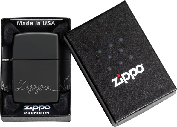 Zippo Logo Black Matte Dizayn Çakmak - Resim 5