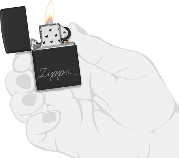 Zippo Logo Black Matte Dizayn Çakmak - Resim 4
