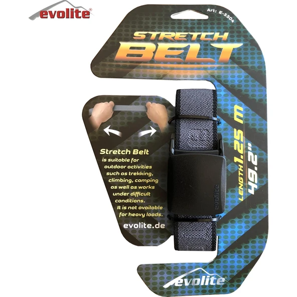 Evolite Stretch Belt 3 cm 1.15 m E-5506 Grey - Resim 2