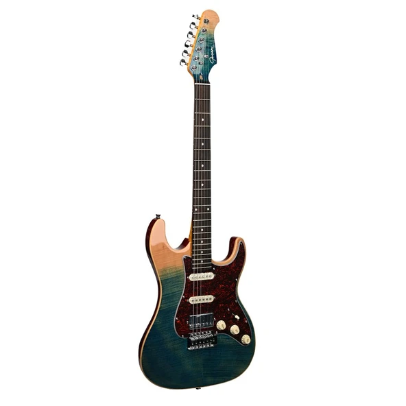 Guson SuperStrat HSS Elektro Gitar Quilted Blue Burst ürün görseli 1