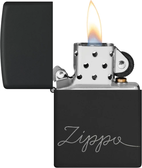 Zippo Logo Black Matte Dizayn Çakmak - Resim 3