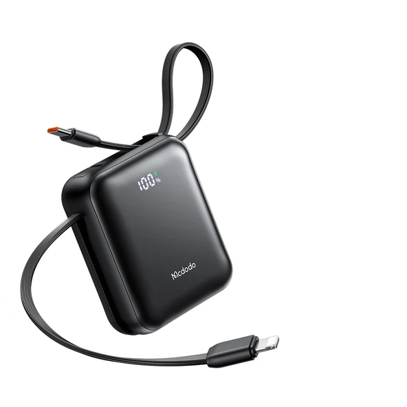 Mcdodo MC-8620 10000mAh 22.5W PD Hızlı Şarj Dahili Kablolu Powerbank Siyah ürün görseli 1