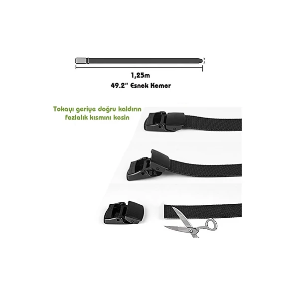 Evolite Stretch Belt 3 cm 1.15 m E-5506 Grey - Resim 4