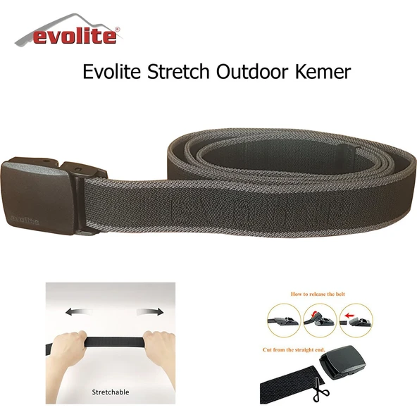 Evolite Stretch Belt 3 cm 1.15 m E-5506 Grey - Resim 3