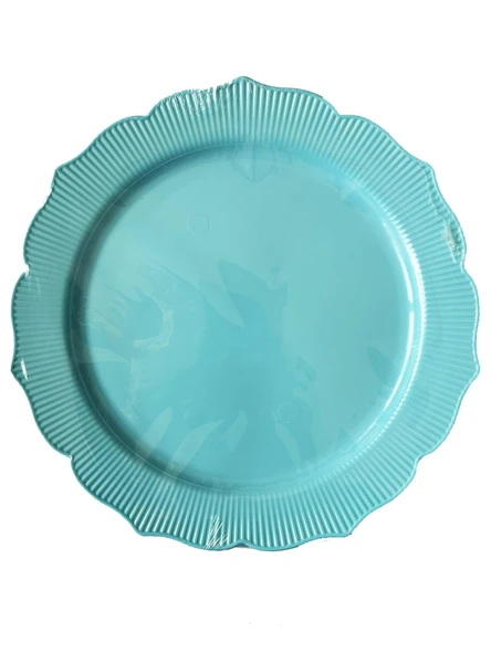 Omeyva Davet Parti Sunum Doğum Günü Turkuaz Renk Sert Plastik Mika Tabak - 22 Cm. - 6 Adetlik Paket ürün görseli 1