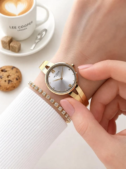 Lee Cooper Gold Minimal İnce Bilezik Kadın Kol Saati Şık Ve Zarif 2 yıl Garantili+Bileklik C8308.130 ürün görseli 1