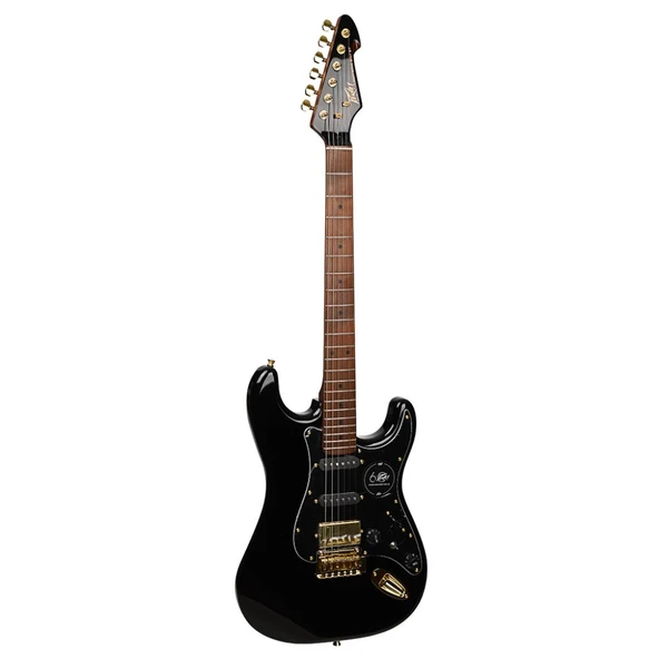Peavey Raptor Lightning Bolt ST 60th HSS Stratocaster Elektro Gitar (Gold Hardware - Black) ürün görseli 1