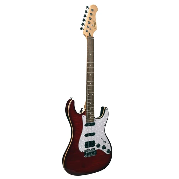 Guson SuperStrat HSS Elektro Gitar Quilted Kırmızı ürün görseli 1
