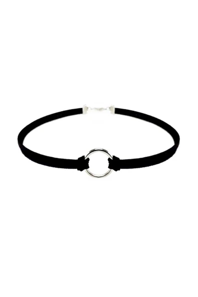 Siyah Renk Süet Kadın Round Choker Kolye ürün görseli 1