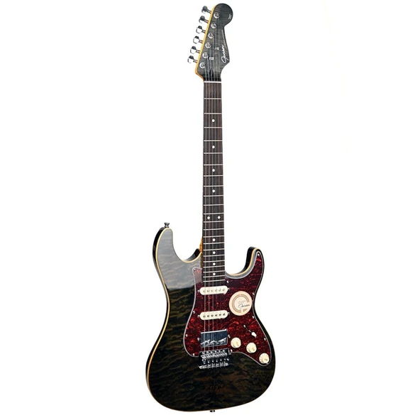 Guson SuperStrat HSS Elektro Gitar Quilted Siyah ürün görseli 1