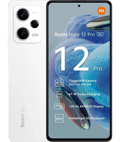 Xiaomi Redmi Note 12 Pro 5g 12GB Ram 256 GB Cep Telefonu (Xiaomi Türkiye Garantili) Beyaz ürün görseli 1