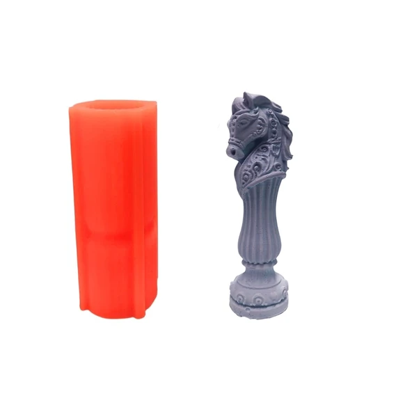 Silikon 3D Çizgili At Figürlü Kalıp Taş Tozu Mum ve Sabun Yapım Kalıbı 12 CM ürün görseli 1